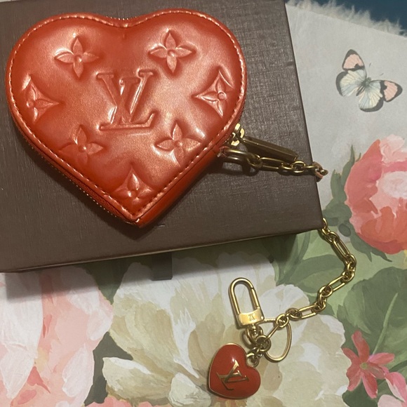 Louis Vuitton Handbags - Authentic Louis Vuitton Heart Coin Case with Attached Clasp and Heart Charms